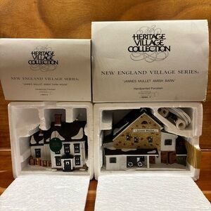 Department 56 christmas Jannes Mullet Amish Barn and Farm House Set W Boxes